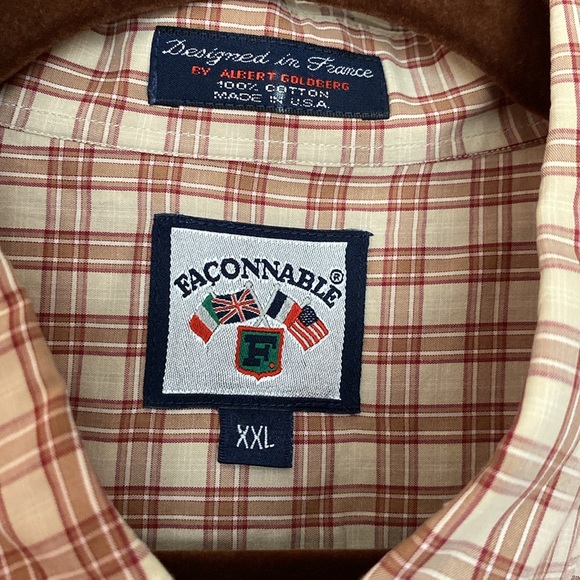 Faconnable Plaid Button Down 100% Cotton Dress Shirt Size XXL By Albert Goldberg - Picture 5 of 8